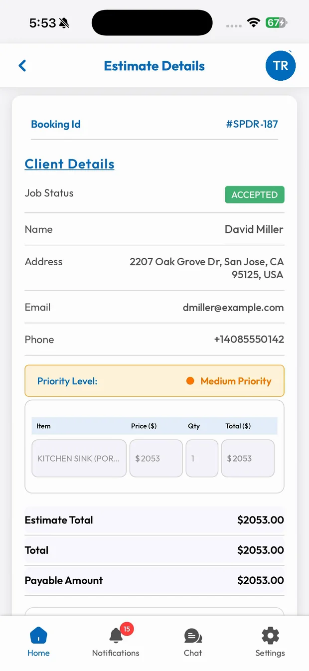SmartTrack employee app screen