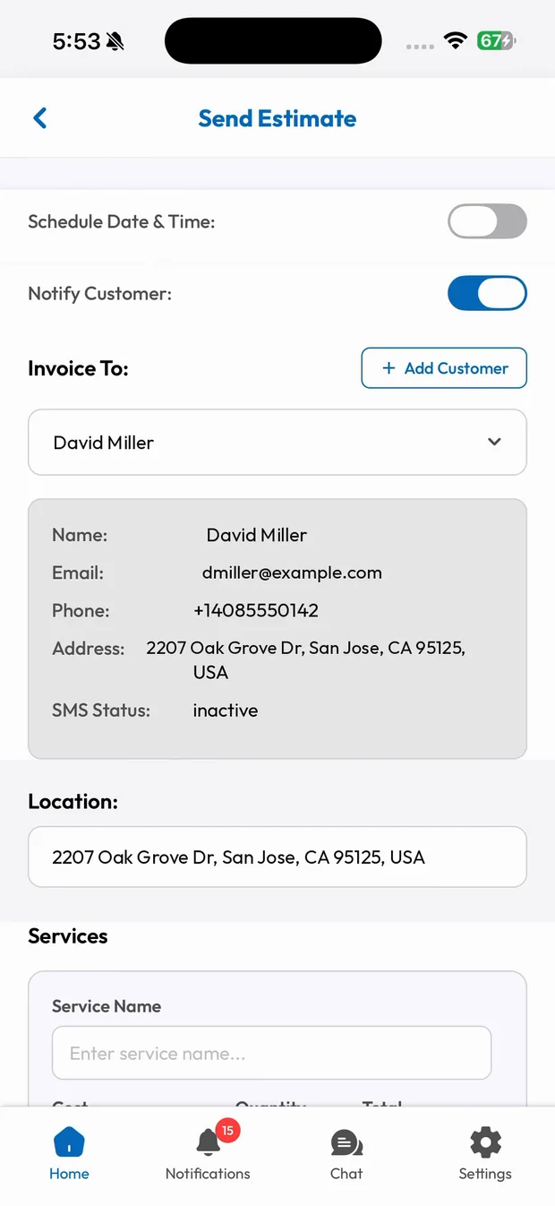 SmartTrack employee app screen