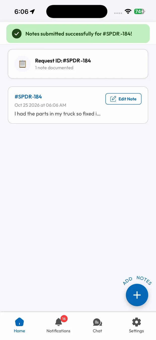 SmartTrack employee app screen