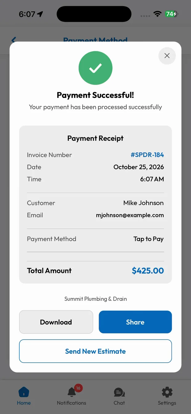 Payment successful receipt