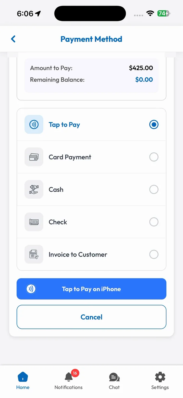 Tap to Pay in the SmartTrack employee app